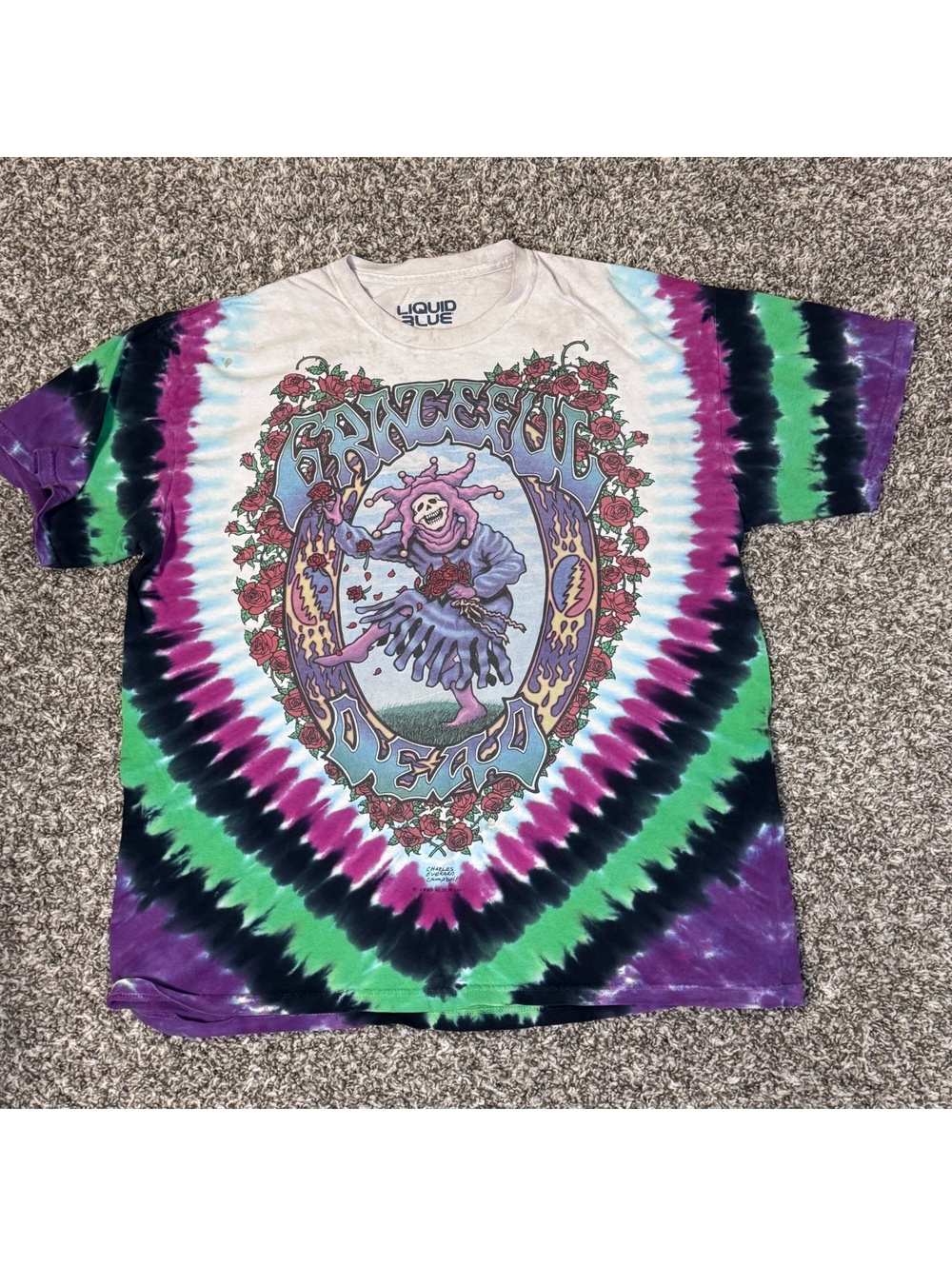 Grateful Dead Liquid Blue L Double Sided Charles Campbell